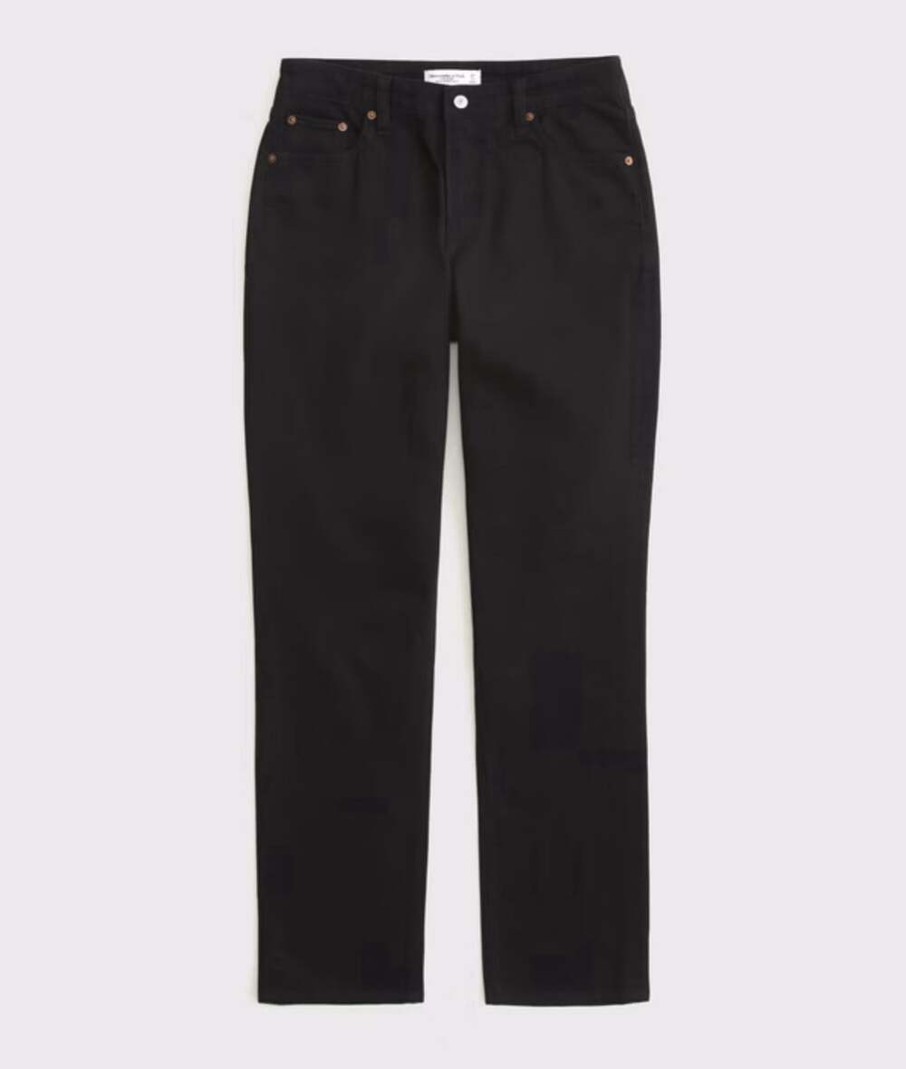 Abercrombie & Fitch Curve Love 90s Straight Mid Rise Black Jeans 28 Short NWT